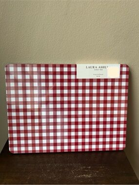 Laura Ashley Set Of 4 Cork Red White Plaid Placemats New